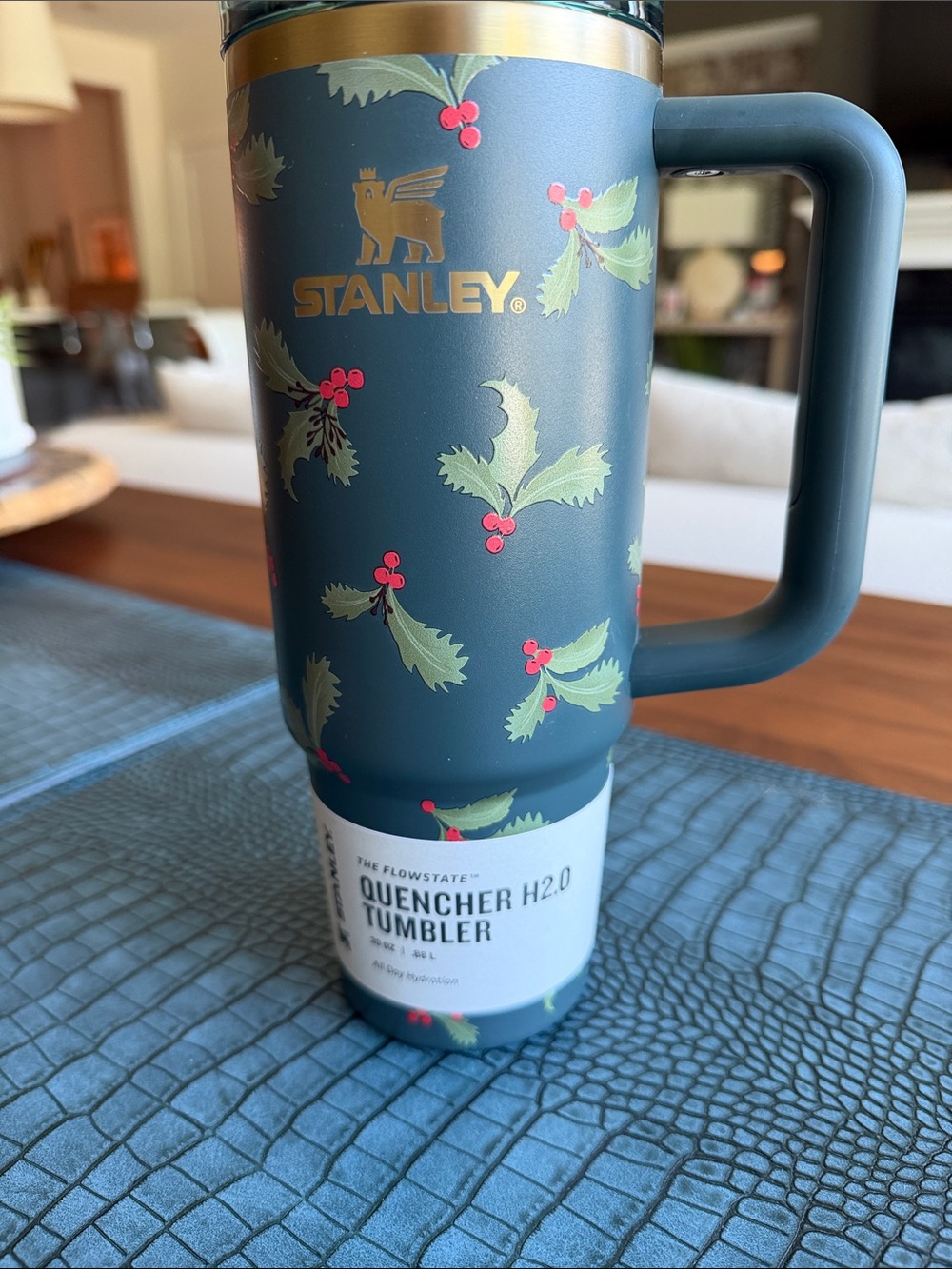 Stanley Green Holiday Holly Quencher Tumbler